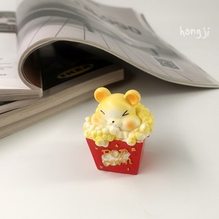 杯子兔微景觀多肉植物盆栽 (小狗/熊貓/爆米花鼠造型) 仿真迷你盆栽 仙人掌/空鳳適用 婚禮佈置, 1個, B款爆米花鼠一只
