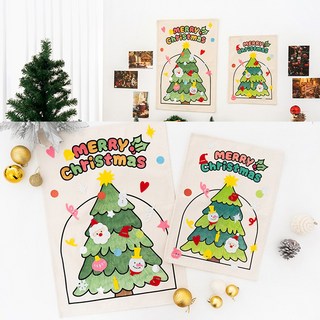 크리스마스 벽트리 포스터 만들기 미니 트리 장식 벽걸이 소품 세트, 소형