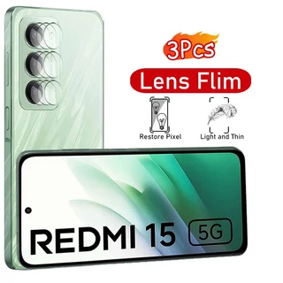 샤오미 레드미 15C 4G용 6in1 풀커버 전면 블랙 강화유리 스크린 보호필름 및 카메라 렌즈 보호필름, 01 Tempered Glass, 01 레드미 15C 4G, 11 3pcs lens
