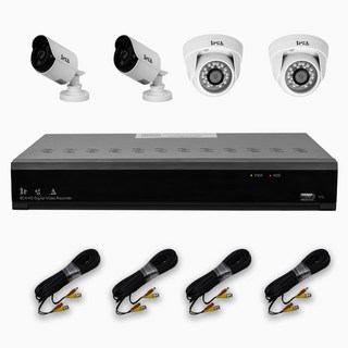 화인츠 500만화소 CCTV 자가설치 4채널 실내 실외 무인 감시카메라 방범용 매장용 농막 케이블20m HDD포함 XRT4104, 실외2실내2, 1개