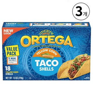 오르테가 옐로우 콘 타코 쉘 Ortega Taco Shells, 3개, 210g