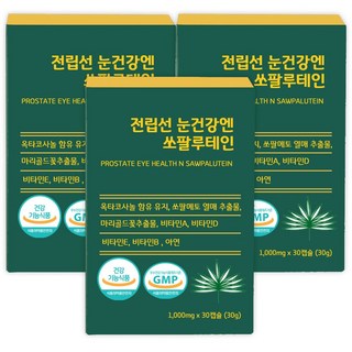 쏘팔메토 루테인 옥타코사놀 전립선 건강 눈 건강 지구력 남성 영양제 닥터루템, 30정, 3개