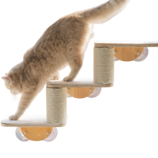 디바피스 고양이 창문 원목 캣타워 캣워커 캣선반 스텝 해먹, 3단계단, 1개