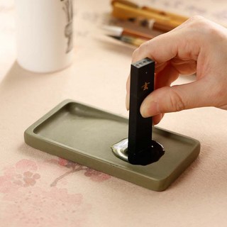 拾光優選好物 端硯綠端淌池硯 文房四寶書法實用墨臺毛筆字用盒裝原石石料硯臺, 1個, 綠端淌池硯方形大