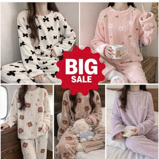 재재유통 포근한 극세사 여성 수면 잠옷 상하의 세트