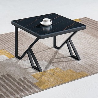 意式巖闆極簡輕奢現代簡約小戶型客廳傢用長方形大理石茶桌 VSLH, 黑金C款0.6*0.6雙色可選, 1個