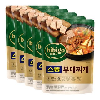 자취생 탕비실 식사대용 CJ 비비고 스팸 부대찌개 5개 홈쿡 밀키트 간편식사 460g 1세트, 4세트