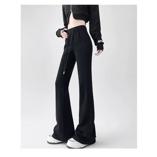 【Cavensi】韓版氣質高腰綁帶喇叭褲 大尺碼寬褲 休閒褲