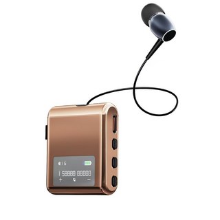 K89 伸縮藍牙5.4音頻接收器 數顯大屏幕 Type-c快充 商務運動 語音清晰 按鍵操控, 金色