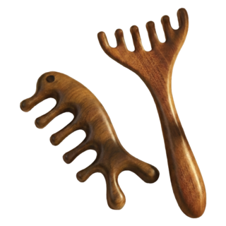 라노브 괄사 2종 세트 두피 얼굴 바디 마사지 홈케어, 웜 우드, 1세트