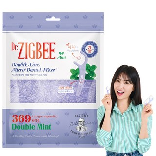 지그비 마이크로 더블라인 두줄 치실 여배우 Pick 더블민트향, 1세트, 369개입, 8cm