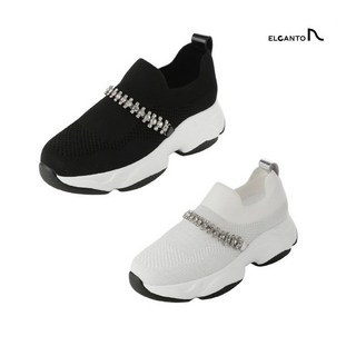 엘칸토 [동아수성점] 보석장식!! 스판소재 쿠션좋고 발편한 여성 키높이 슬립온 스니커즈 LCWS12U513@