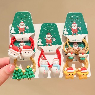 聖誕節 熱賣 聖誕飾品兒童皮筋不傷發彈性好女童扎頭橡皮筋頭繩耐用小發繩, 聖誕發繩星星款【5對】, 1個