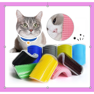 부착형 고양이빗 셀프 그루밍 브러쉬 4종 세트 캣닢포함 팻 털 브러시 구르밍 털제거 장난감, 블랙그레이블루오렌지4개세트, 1개