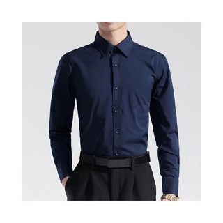 商務通勤男士長袖襯衫 輕薄透氣涼感抗皺免燙修身顯瘦 中青年辦公高爾夫球衫