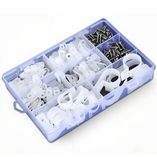 R형 케이블클립 135개세트 나일론 와이어코드 컴퓨터선 랜선 전선 배선 정리 고정, 135개세트(케이스포함), 135개