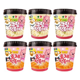뽀로로 컵 떡볶이 크림115g 3개+로제115g 3개 (총6개) 어린이캠핑여행식품즉석간편, 115g, 6개