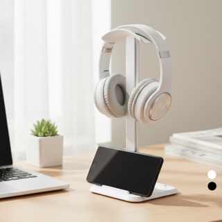 홈투유 헤드폰 스탠드 핸드폰겸용 거치대, 화이트