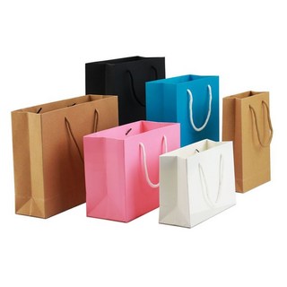 禮品袋 紙袋 定做牛皮紙袋 廣告袋 印刷黑白色服裝卡紙手提袋, 1個, 本色(10個),19*13*6