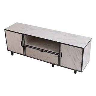 伸縮電視櫃 可調整客廳收納木質電視櫃 雙邊門櫃抽屜視聽櫃, 大理石