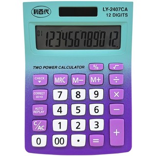 利百代LY-2407CA桌上型太陽能計算機, 1個, 綠紫色
