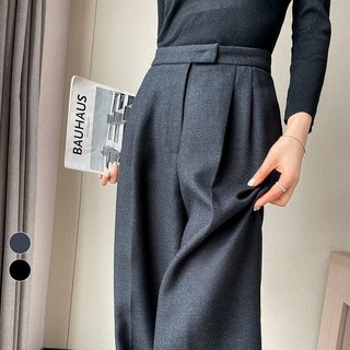 POMTOR 여성 가을 겨울 와이드 모직팬츠 정장바지