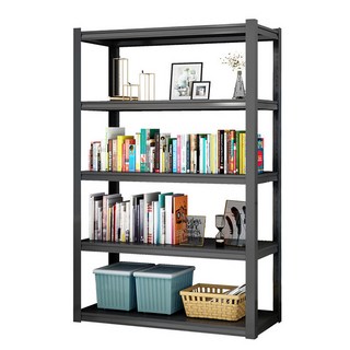 다용도 무타공 무볼트 간단 조립식 베란다 펜트리 5단 고하중 철제 앵글 수납 선반 블랙, 1개