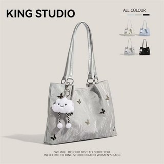 大容量冰川紋蝴蝶托特包2025新款夏天時尚百搭學生上課通勤單肩包