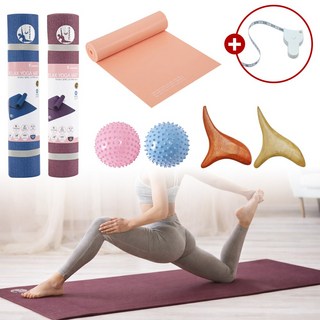 세븐메디컬 아이워너 홈트세트 중급자용 요가매트 6mm+라텍스밴드 레벨3+미니 마사지볼 18cm+까치봉+다이어트 줄자, 1세트, 랜덤발송