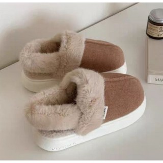 敲可愛厚底絨毛拖鞋 保暖情侶冬季毛絨絨室內拖鞋, 棕色,40/41