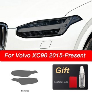 Pcs 자동차 헤드 라이트 보호 필름 비닐 투명 블랙 TPU 스티커 볼보 호환 XC90 2015 2016 2017 2018 2019 2020 액세서리, Smoked Black, 1개