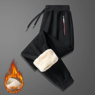純棉羊羔絨男士休閒長褲 - 加絨加厚保暖運動衛褲 - 大尺碼