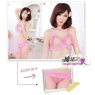 魔法戀人 禁果誘惑 開檔露咪咪款 內衣套組, 粉