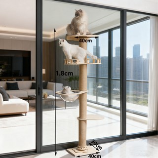 貓爬架 多層貓樹 豪華多功能 穩固耐磨強承重, 無規格, 吸盤貓爬架 40*30*135cm