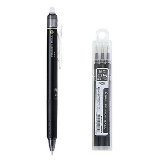 파이롯트 프릭션 지워지는 볼펜 0.5mm, 블랙+리필(3개입), 1세트