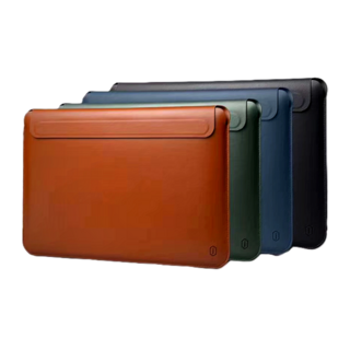 WIWU 노트북 가죽 파우치 슬리브 맥북 케이스, 네이비블루, 1개