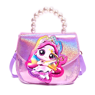 캐치 티니핑 하츄핑 오로라핑 여아 공주 유아 손가방 아기 유치원 어린이집 등원 진주손잡이 화려한 홀로그램 반짝이 핸드백 드레스룩 정장룩 초등학생 크로스백 조카선물 추석선물 명절선물