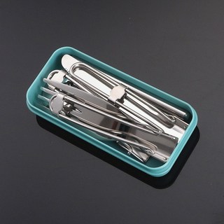304不鏽鋼摺疊餐具三件套組，便攜旅行餐具，可拆卸清洗，多功能叉勺設計，戶外露營野餐必備, 1個, A型手柄,304鋼 刀叉勺+藍色