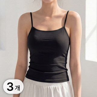 라뷰드 3개 세트 여성 스판 세미 크롭 끈나시 데일리 슬림 여자 기본 나시 여성용 브라탑 민소매 쫀쫀한 레이어드 슬리브리스