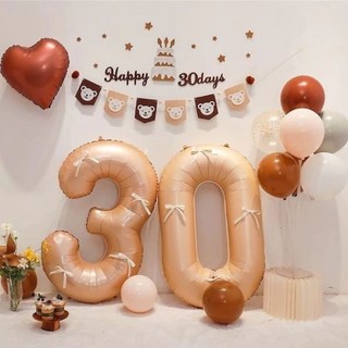30歲生日氣球套組 派對佈置 數字氣球 週歲氣球, 焦糖色, 1套