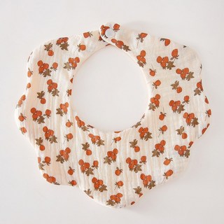 턱받이 침받이 6레이어 순면 거즈 꽃잎 수건 신생아 트림, Orange floral