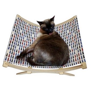 힐링타임 스카이 해먹 블루 패턴 자작나무 캣 해먹, 1개