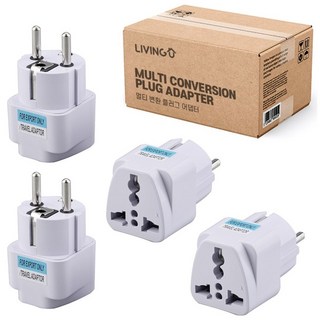 리빙유 멀티 변환 어댑터 콘센트 돼지코 110V 220V 변환, 4개