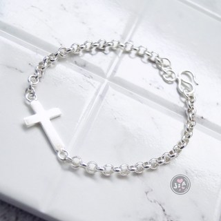 光面 十字架 造型《小孩》珍珠鍊 吊飾 十字 純銀手鍊S925。正生純銀