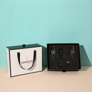 비니드 쇼트커브드 크리스탈 핸드메이드 레드 화이트 와인잔 2P + 와인에어레이터 +와인스토퍼+ 와인크리너 세트, 1개