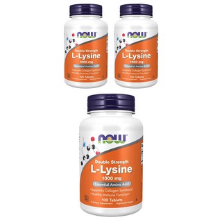 NOW Foods 左旋離胺酸錠 1000mg, 100顆, 3罐