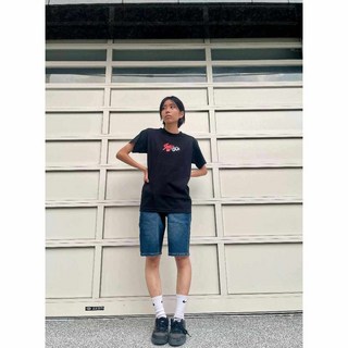 NEVERMIND.inc DICKIES DX601 雙縫線彈性牛仔短褲，中度水洗藍/黑色，舒適耐穿，夏季必備