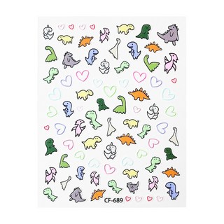 【GS 3C】DIY創意貼紙：iPhone鏡頭/指甲/筆記裝飾，卡通塗鴉造型透明貼紙，美甲素材, 55號(彩色恐龍), 1個