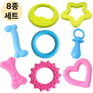 가온루트 터그놀이 치발기 치석제거 강아지 이갈이 장난감 8종 세트, 혼합, 1세트