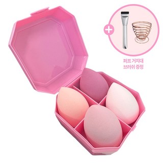 다나몰 퍼프 물방울 메이크업 뷰티소품 에어 4종+사은품증정, 4개, 핑크